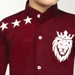 BAESD Boys Classic Regular Fit Band Collar Graphic Printed Cotton Casual Shirt image 2