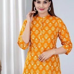 TANISHA Print Mandarin Collar Roll-Up Sleeves Top-picture-47