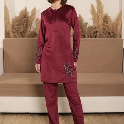 KIZA Women Floral Printed Round Neck Top & Pyjamas Night Suit-picture-21