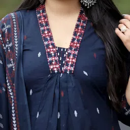 KALINI Women Floral Embroidered Regular Thread Work Kurta with Palazzos & With Dupatta image 2