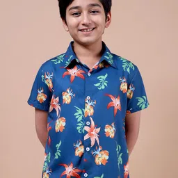 YK Boys Standard Fit Floral Printed Spread Collar Casual Shirt-picture-51