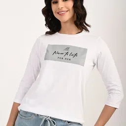 Mast & Harbour Women Typography Printed Round Neck Cotton T-shirt-picture-23