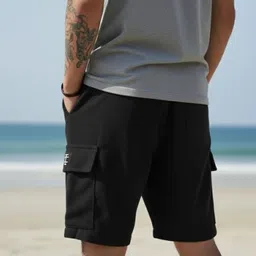 indiclub Self Design Men Black Regular Shorts image 2