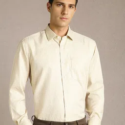 Luxure by Louis Philippe Micro Checked Long Sleeves Pure Cotton Formal Shirt-image-98