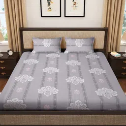 myntra elegant homes Myntra Elegant HomesMulticolor Floral 400 TC Pure Cotton Fitted Double Bedsheet Set image 5