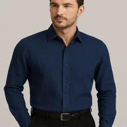 ROYAL LINEN Men Standard Fit Solid Spread Collar Formal Shirt-picture-19