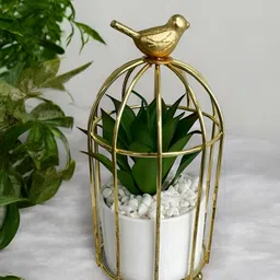 Art Street White 1 Pieces Aloe Vera Artificial Plant With Pot image 3