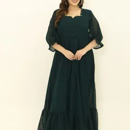 Swadeshi Shringaar Women V-Neck Gown Maxi Dress image 5