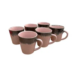 Divy Aarambh Stories Pink & Green 6 Pieces Textured Ceramic Glossy Cups image 5