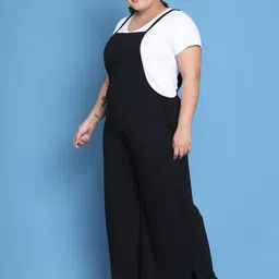 theRebelinme Women Plus Size Cotton Shoulder Straps Basic Jumpsuit image 5
