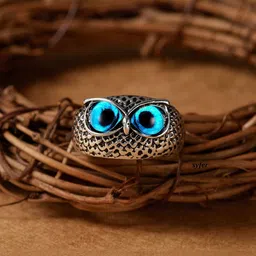 Teeragaj Stainless Steel Owl Eye Finger Ring-picture-16