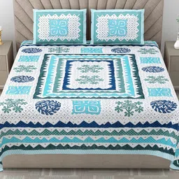 Myntra Elegant Homes Multicoloured Floral 210 TC Queen Bedsheet with 2 Pillow Covers image 4