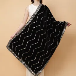 Moda Chales Chevron Embroidered Velvet Dupatta With Sequinned-picture-32