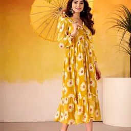 LOOKNBOOK ART Floral Print Fit & Flare Midi Dress-picture-36