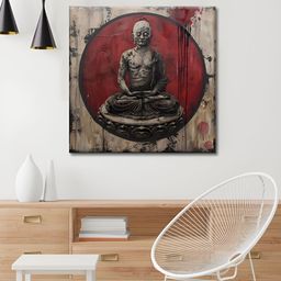 OLIVE TREE Maroon & Grey Religious Wooden Framed Canvas Painting Wall Art-picture-25
