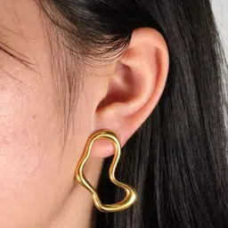 KRENOZ Gold-Plated Contemporary Studs image 2