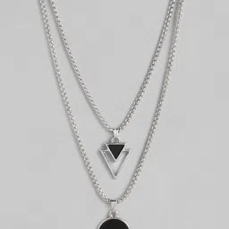PARIS HAMILTON Unisex Set Of 2 Silver-Plated Oxidised Necklace-picture-27
