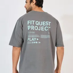 Styli Men Typography Printed Round Neck Cotton Oversized T-shirt image 2