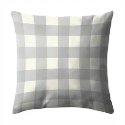 CASABLEU Grey & White 2 Pieces Checked Square Cushion Covers image 2