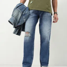 SHOWOFFFF Men Comfort Straight Fit Low-Rise Highly Distressed Light Fade Acid Wash Jeans-picture-49