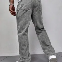 hoker Men Straight Fit Mid Rise Grey Jeans image 4