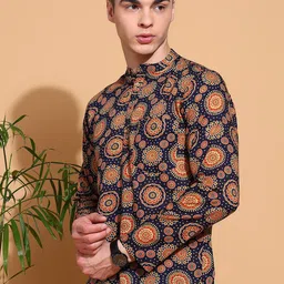 FUBAR Men Geometric Printed Thread Work Kurta image 5
