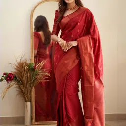 Anjaneya Sarees Woven Design Zari Silk Blend Banarasi Saree-picture-17