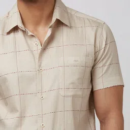 Mufti Men Spread Collar Windowpane Checks Checked Cotton Slim Fit Casual Shirt image 2