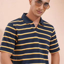 HIGHLANDER Men Striped Polo Collar Relaxed Fit T-shirt-picture-28
