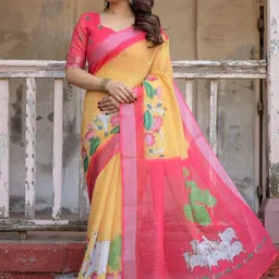 SHREEMALL Ethnic Motifs Printed Zari Saree-picture-13