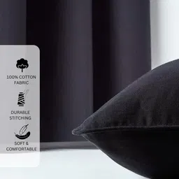 Aurave Black 2 Pieces Pure Cotton 210 TC Soft & Comfortable Square Cushion Covers image 3