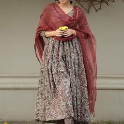 GoSriKi Paisley Printed Anarkali Kurta With Trousers & Dupatta-picture-38