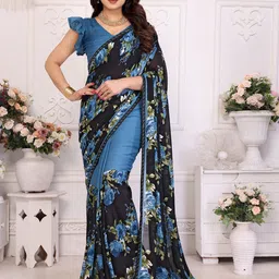 Nirmohi Fashion Floral Printed Beads and Stones Saree-image-30