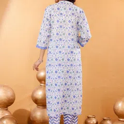 VASVI Women Floral Printed Regular Pure Cotton Kurta & Trouser With Dupatta image 4