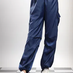 Kotty Women High-Rise Easy Wash Pleated Cargos Trousers-image-87