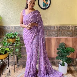 CLEMIRA Ethnic Motifs Pure Georgette Saree image 2