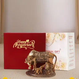 INTERNATIONAL GIFT Brown Kamdhenu Cow With Lord Krishna Religious Idol Showpiece-picture-31
