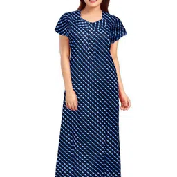 AAKARSHANA CREATION Blue Pure Cotton Maxi Printed Nightdress-picture-29