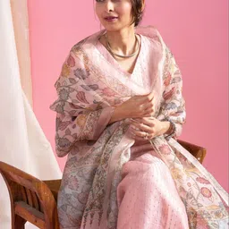 VS MALL Women Ethnic Motifs Regular Sequinned Kurta with Trousers & With Dupatta image 5