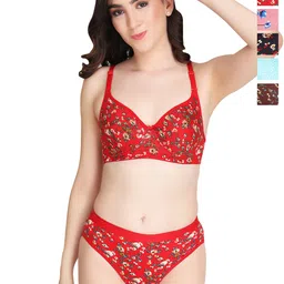 Liigne Women Pack Of 5 Everyday Printed Padded Bra Pure Cotton Lingerie Set-picture-14