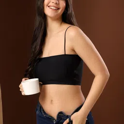 PAAVKI Women Solid Shoulder Straps Bralette Crop Top-image-3