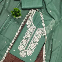 HERE&NOW Embroidered Silk Georgette Unstitched Dress Material-picture-45