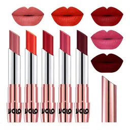 VOLO Set Of 5 Creme Matte Lipstick-3.5g Each-Light Peach-Coral-Tomato Red- Pink- Maroon-picture-14