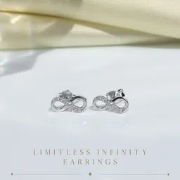 HighSpark 925 Sterling Silver Zirconia Studded Limitless Infinity Earrings image 2