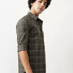 British Club Men Classic Spread Collar Tartan Checked Cotton Casual Shirt image 3