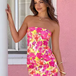 StyleCast Women Strapless Floral Print Bodycon Dress-picture-18