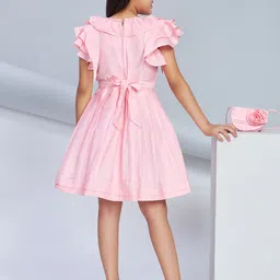Peppermint Girls Flutter Sleeve Fit & Flare Dress image 4