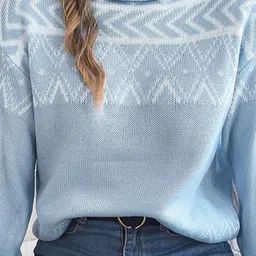 StyleCast x Revolte Women Self Design Turtle Neck Pullover Sweaters image 3