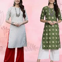 Ethnic basket Women Pack Of 2 Multicoloured Crepe Kurtas-picture-41