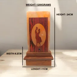 GLOBAL AROMA Basket Rock Salt Brown Wooden Couple Square Table Lamp image 4